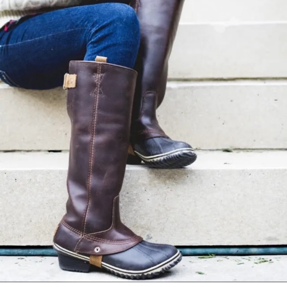 Sorel Slimpack Tall Leather Riding Boots Size 10